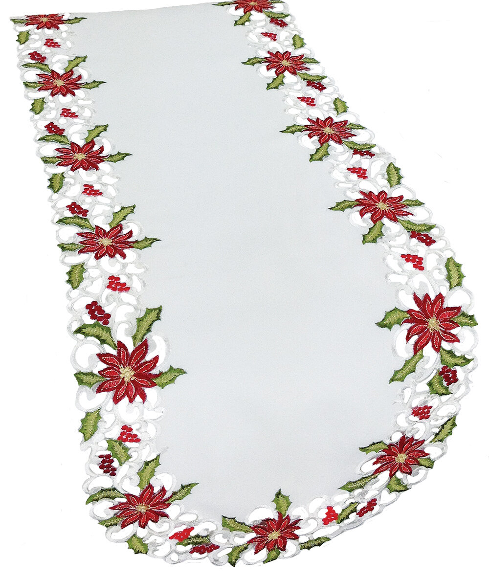 The Holiday Aisle Salzman Embroidered Cutwork Table Runner Reviews